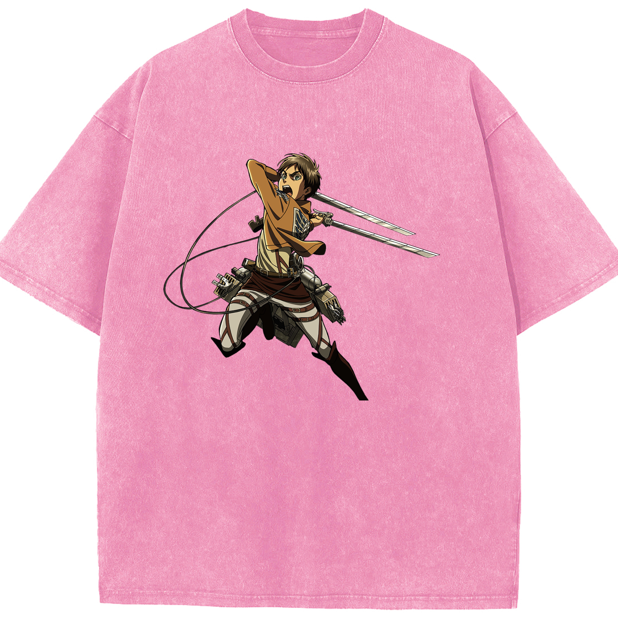 （画像用） 進撃の巨人 エレン･イェーガー Attack on Titan Eren Jäger 綿100% ヴィンテージ風 半袖Tシャツ（フロントプリント）